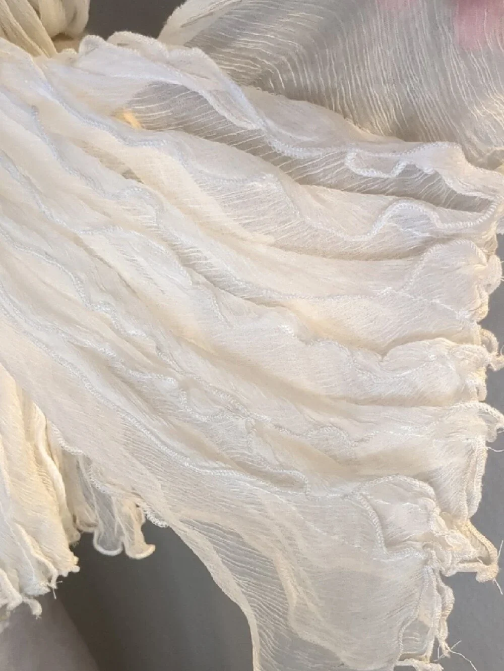 Lauren Ralph Lauren Ivory Ruffled Scarf Shawl Wrap Elegant Sheer